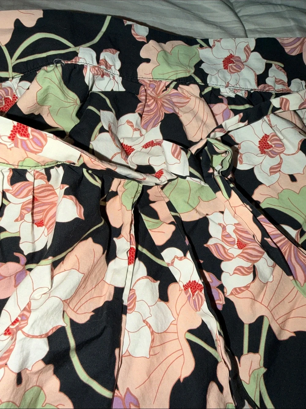 Who What Wear Black Floral Skirt with Pink & Green Accents
